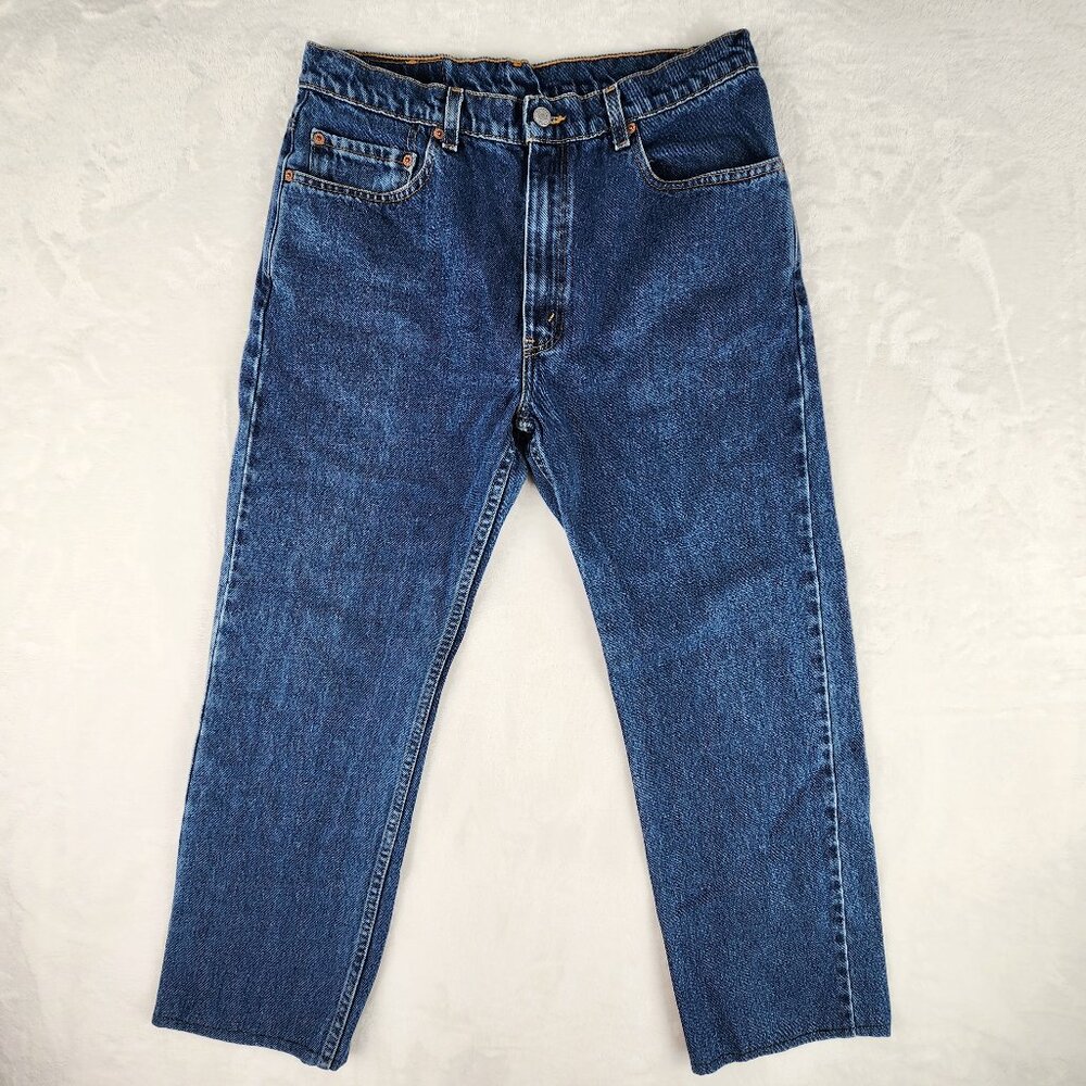 Levi's 505 Men's Jeans Regular Fit Straight Leg Medium Wash Altered Sz 34x27.5